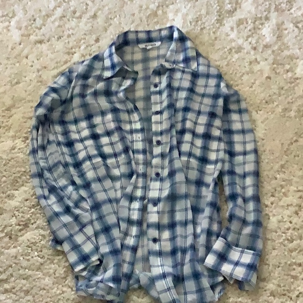 Blouse sheer plaid